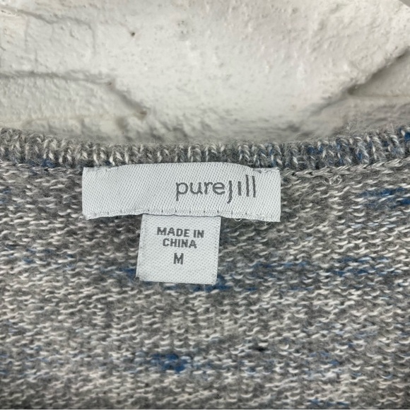 Pure Jill Wool Cashmere Blend Sweater Blue Gray Asymmetric Hem Quiet Luxury M - Picture 13 of 16